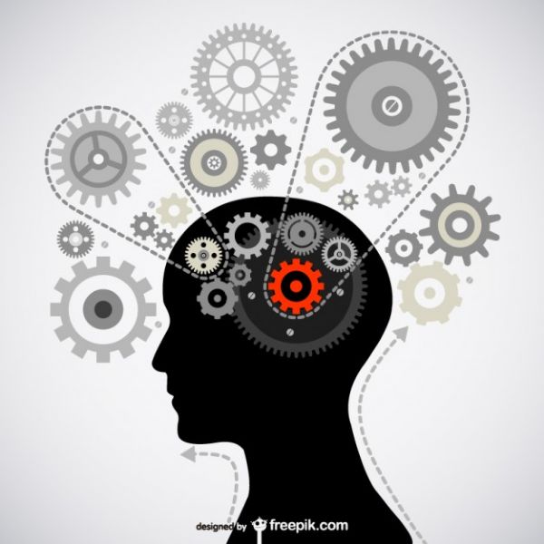 silueta de cabeza de perosna mecanismos cerebrales