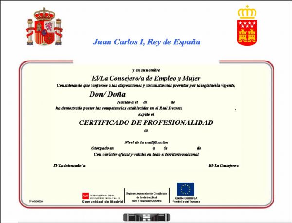 imagen de un certificado de profesionalidad
